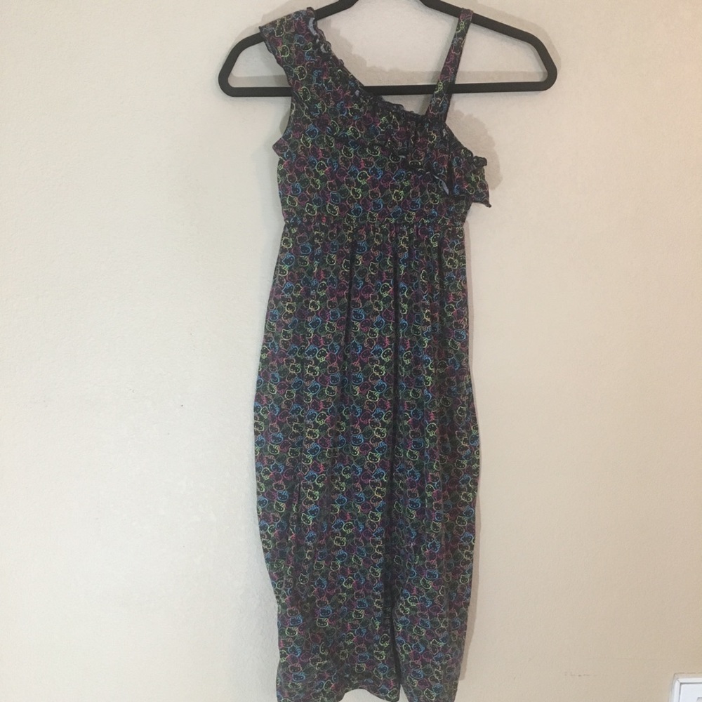 Hello kitty 1 shoulder ruffle maxi dress medium